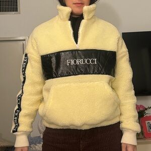 Fiorucci Women's Cream and Black Teddy Jacket